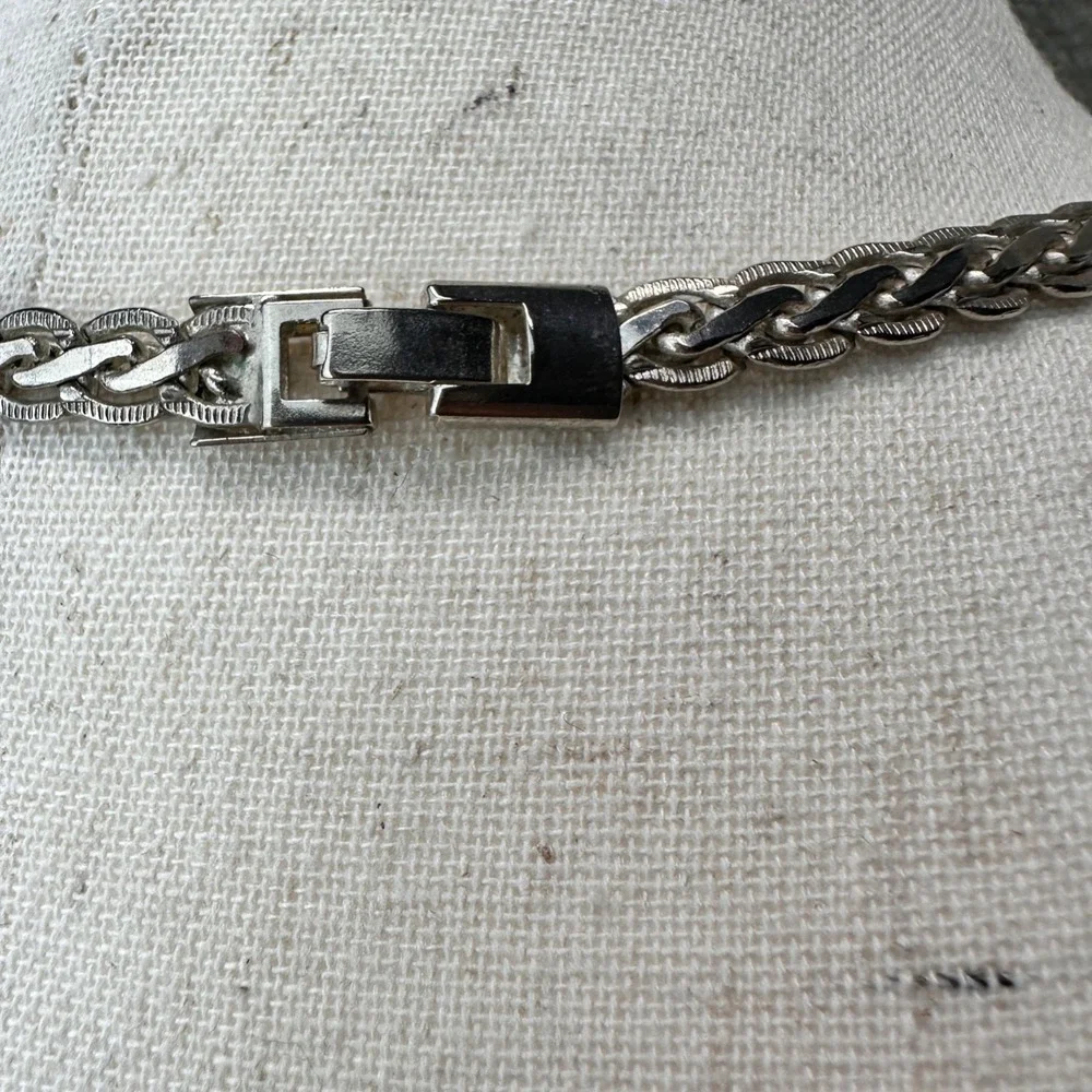 925 Sterling Silver Flat Wheat Spiga Chain Necklace 22 Inches 36 Grams Heavy